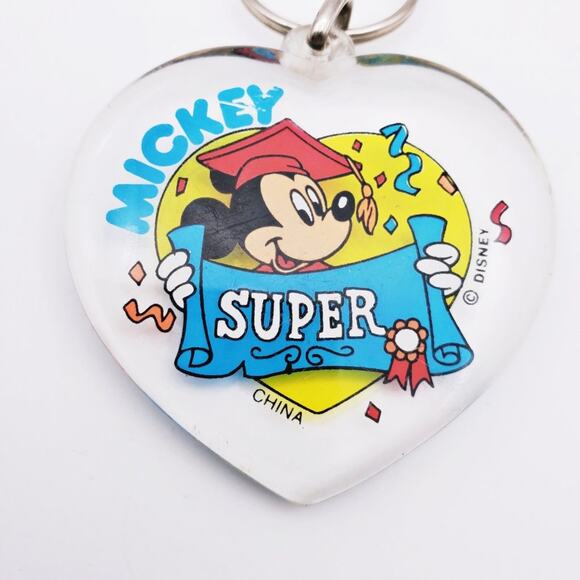 Vintage Disney Graduation Mickey Mouse Heart Keychain - Picture 2 of 5
